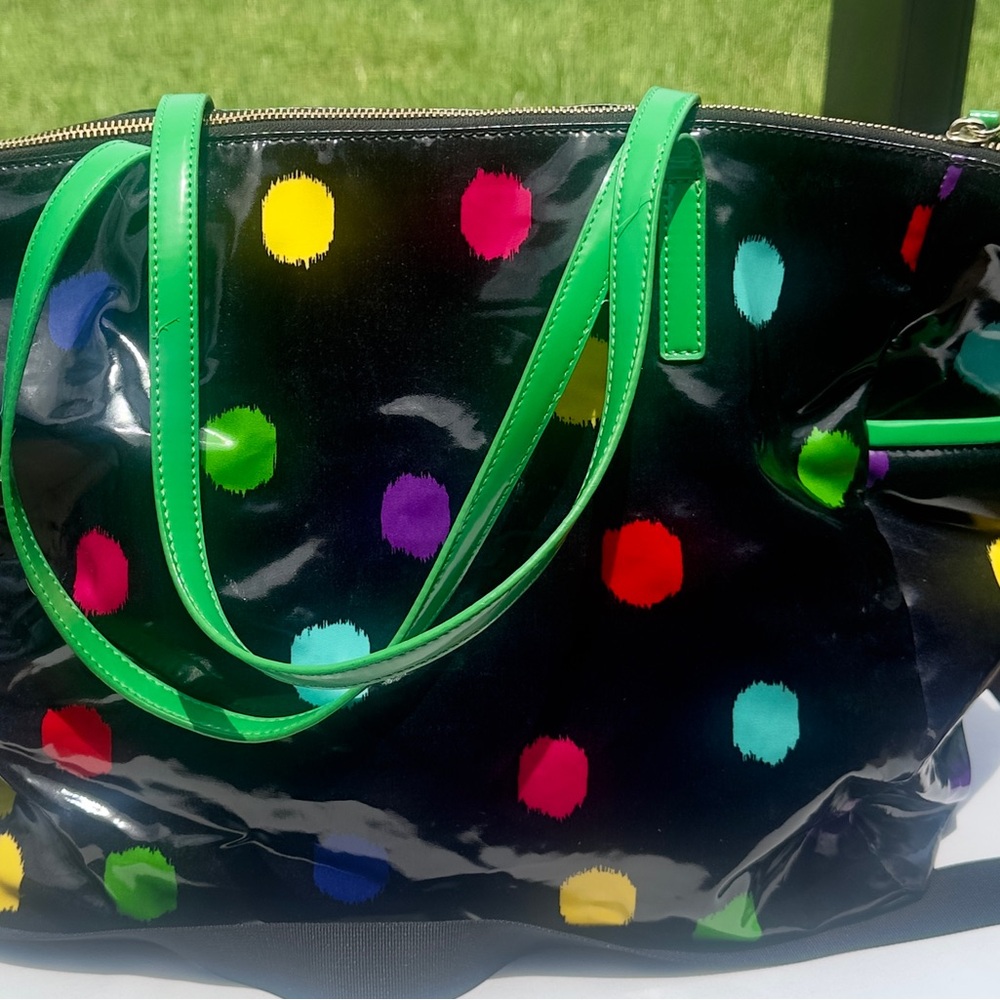 Kate Spade Large Diaper Bag Tote – Multicolor Polka Dot Patent Leather - Picture 8 of 13
